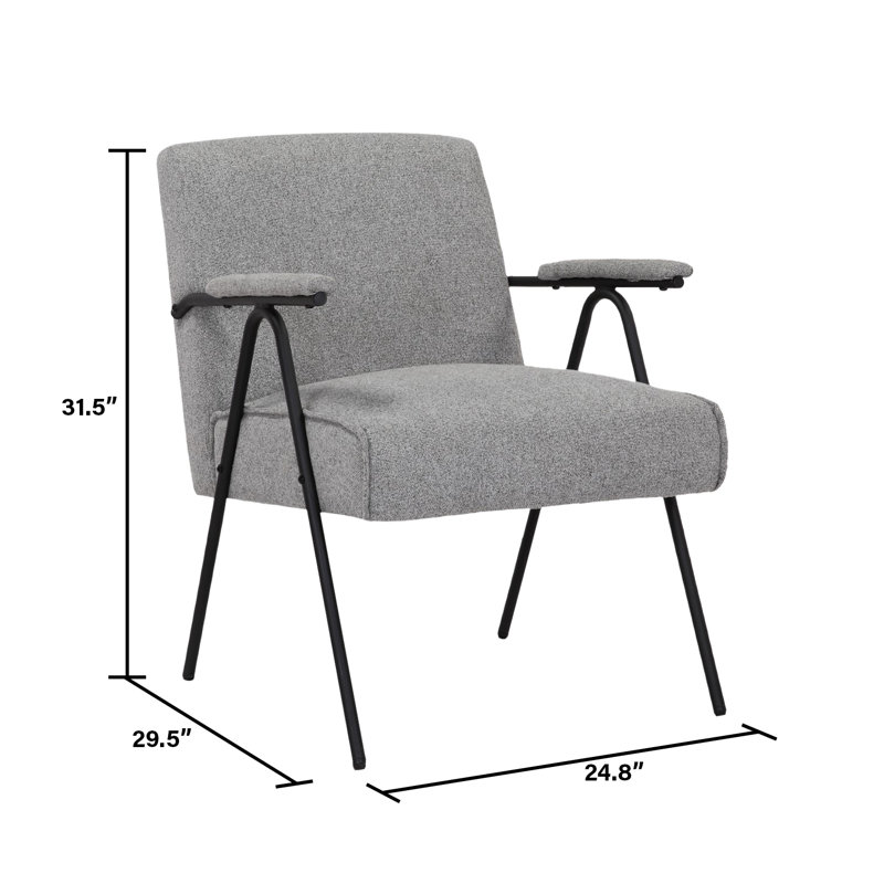 Fauteuil en polyester 24,8 pouces de largeur, Mélange de polyester gris