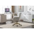 Teddy Fabric 360 Swivel Home Office Chair With Gold Metal Base And Universal Wheels,Ivory