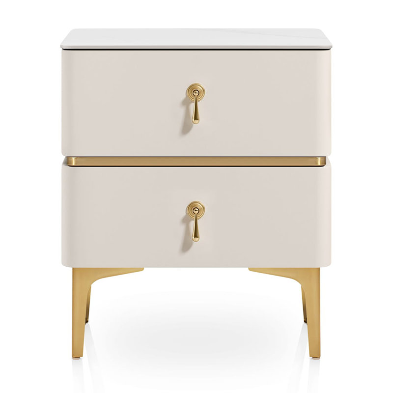47.5cm W Metal Bedside Table, Cream