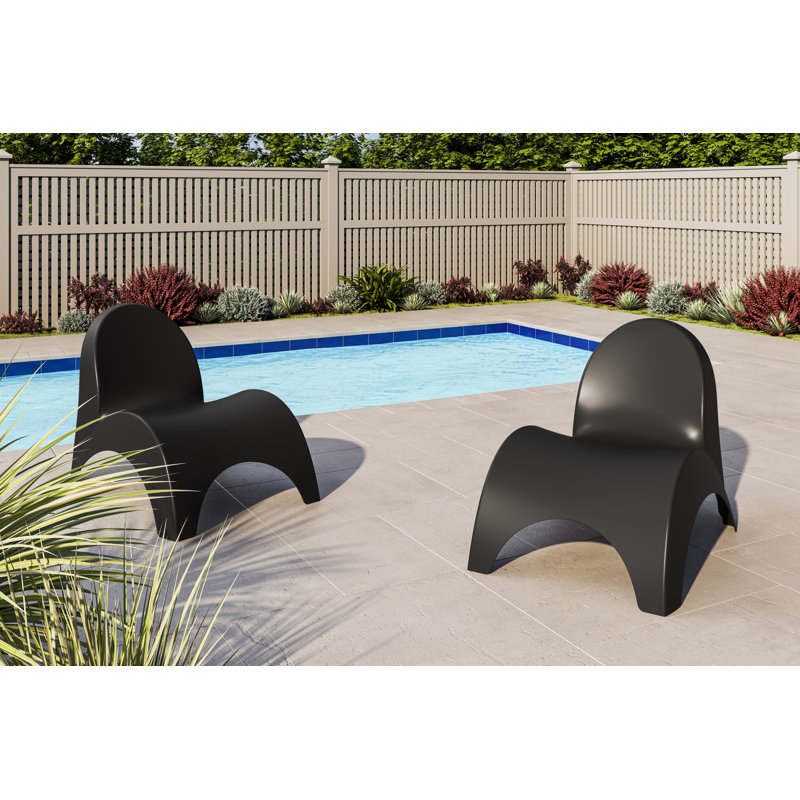 Ameswood Outdoor Armless Lounge Chair Set, Black