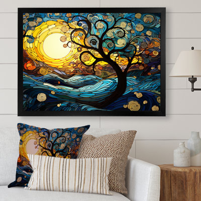 Arbre bleu et jaune nature magique - arbre, art mural