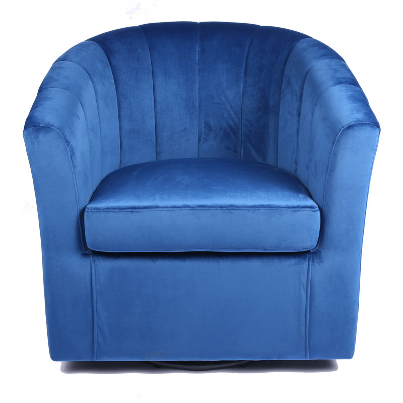 Velvet Swivel Barrel Chair, Blue