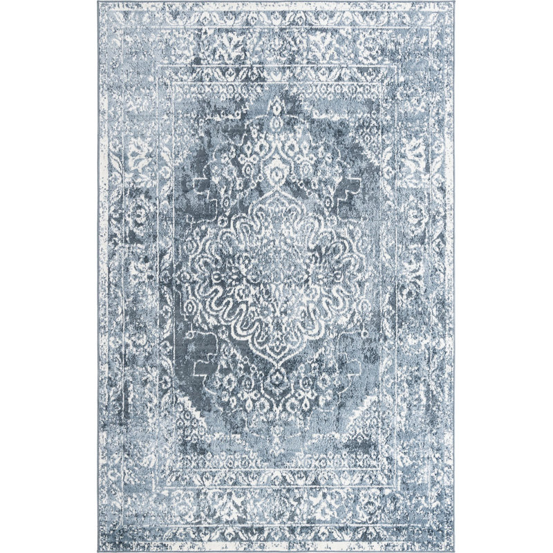 Tapis oriental bleu / ivoire Boylan, Rectangle 9 pi x 12 pi