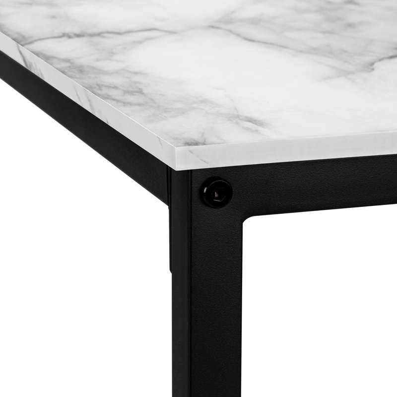 Computer Desk, Home Office, Corner, 58"l, L Shape, Work, Laptop, Laminate, Metal, Contemporary, Modern, Marble White/Black