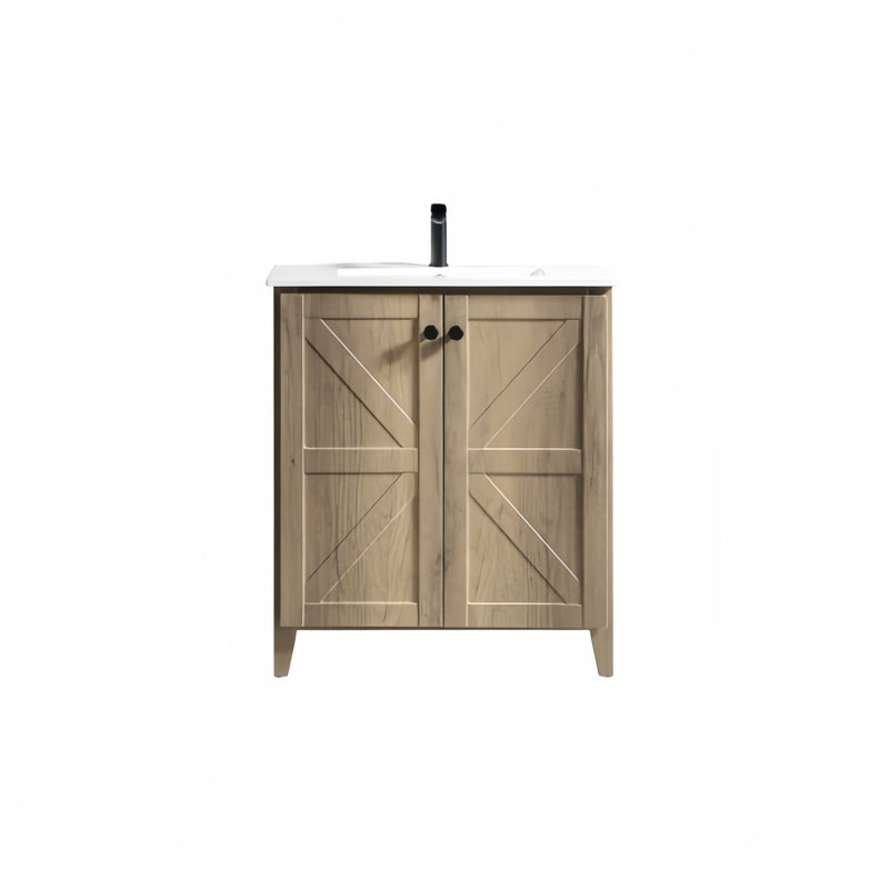 Armoire de plancher pliante 30 po avec lavabo en céramique intégré | Installation en 1 minute brevetée, assemblage facile et peu encombrant
