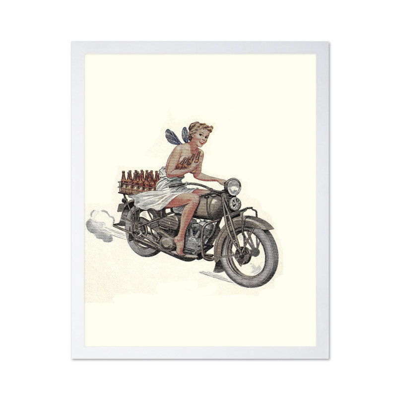 Fée à moto, Affiche, 24"H x 32"W, Encadrement blanc