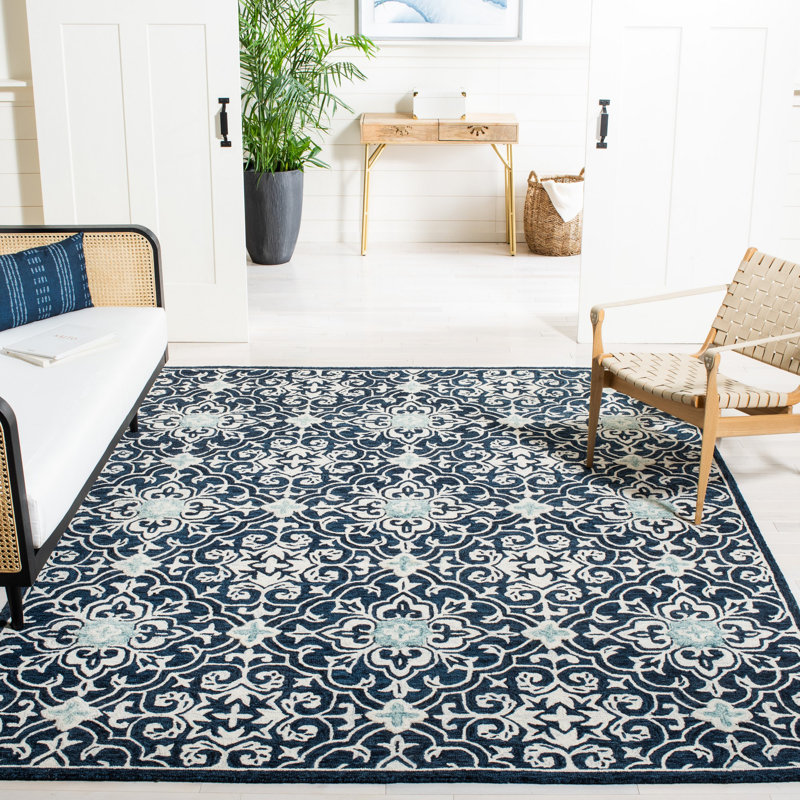 Tapis damassé en laine et en coton touffeté à la main Roslyn, Rectangle 6 pi x 9 pi