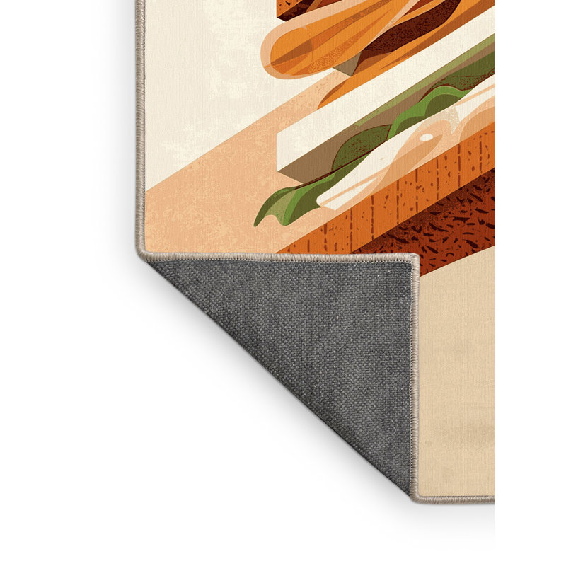 Tapis beige moelleux moelleux moderne et contemporain Sandwich, 7 x 9
