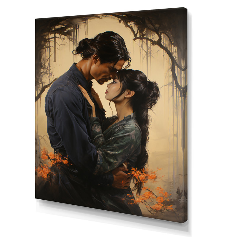 Amour japonais, couple de flammes jumelles I, H 40 po x l 30 po x P 1,5 po, Toile tendue