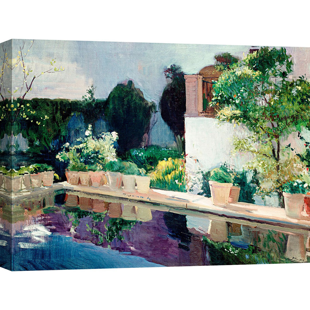 Palace Of Pond, Royal Gardens In Seville by Joaquín Sorolla Y Bastida - Wrapped Canvas Painting