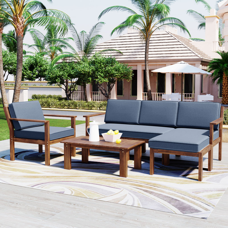 Ensemble de canapé multi-personnes avec petite table, Bleu