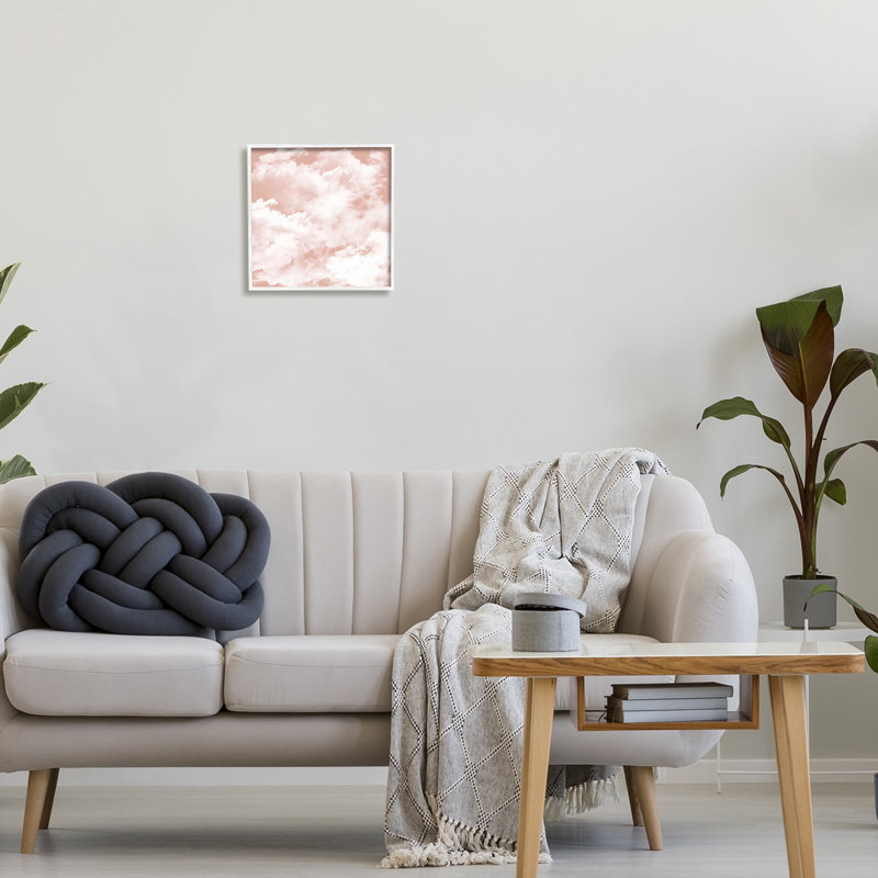 «Pastel Pink Clouds on Wood», impression, Giclée encadrée blanc bord de mer, H 12 po x l 12 po
