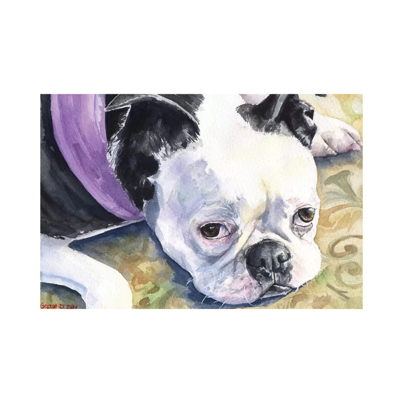 Boston Terrier by George Dyachenko - Wrapped Canvas Painting, 20.32 cm H x 30.48 cm W