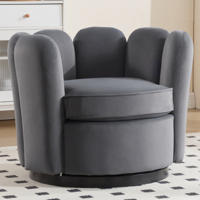 Kiamara 33.9'' Wide Velvet Swivel Barrel Chair -  Mercer41, 7BEDFD2CEF8C447E9C80C431BC5230B2