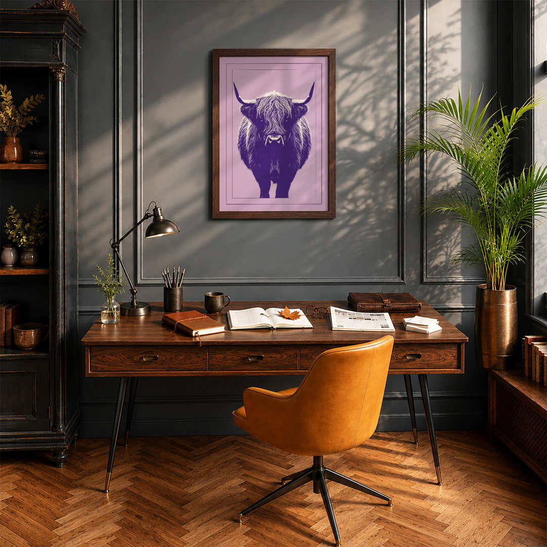 Highland Cattle Portrait Modern - Framed Print