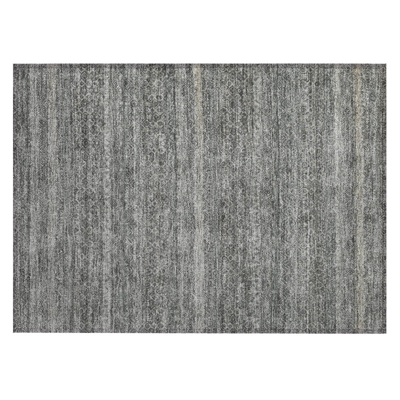 Machine Washable Indoor/Outdoor Xhevrie Pewter Rug, Rectangle 1'8" x 2'6"