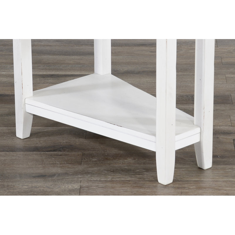 Hemphill Solid Wood End Table, Off White/Dark Brown, 24" H x 16" W x 24" D