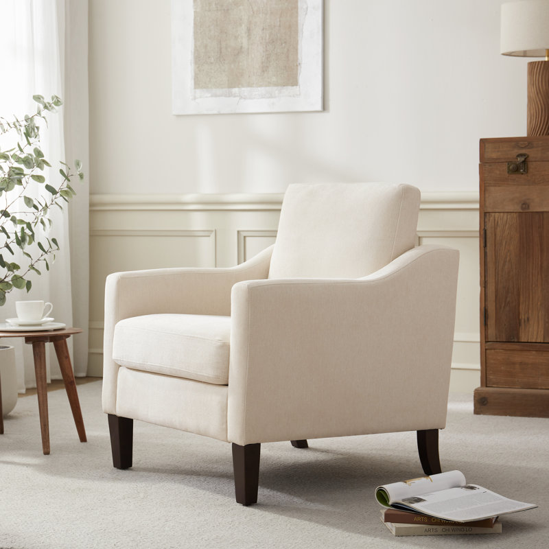 Armchair With Solid Wood Legs (Set Of 2), Beige