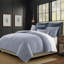 Ensemble de housse de couette à rayures en coton indigo / blanc Walker-110450162
