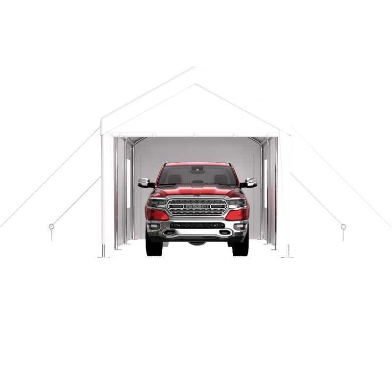 Abri de garage portatif, robuste, 2 portes et 4 fenêtres ventilées pour tondeuses à gazon, auvent pour abri d'auto, résistant avec fenêtres
