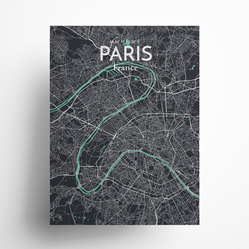 Paris City Map In Dream - No Frame Print, 24cm H x 18cm W x 0.05cm D