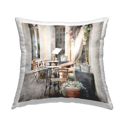 Italian Patio Scenery Printed Throw Pillow By LSR Design Studio