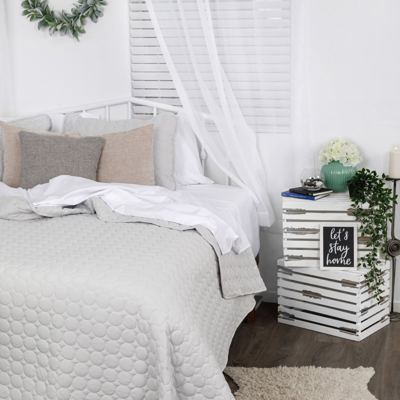 Light Grey Twin Microfiber Quilt Set with Sham