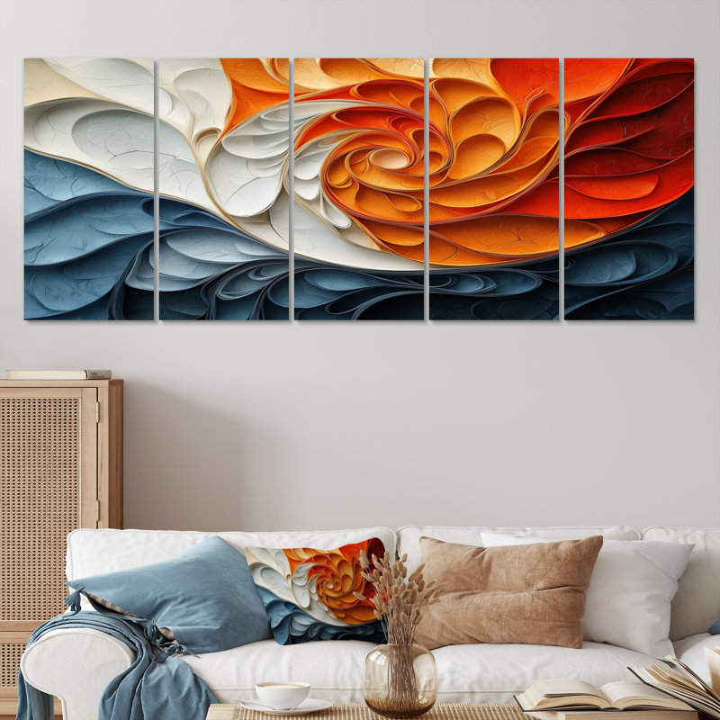Omauri - Biomorphism Wall Decor - Art mural moderne, H 28 po x l 60 po, 5