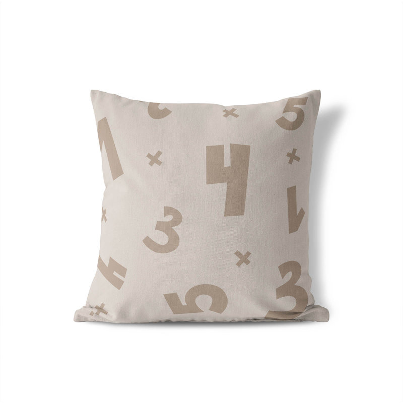 Coussin Numéros, Taupe/brun, H 20 po x l 20 po