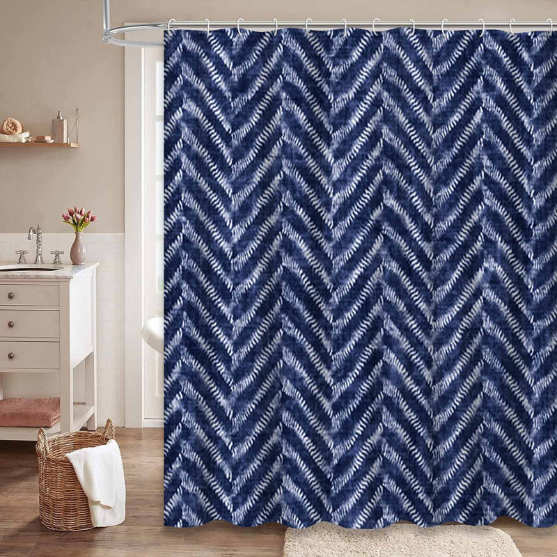 Rideau de douche Folk Herringbone Indigo, L 72 po x l 78 po