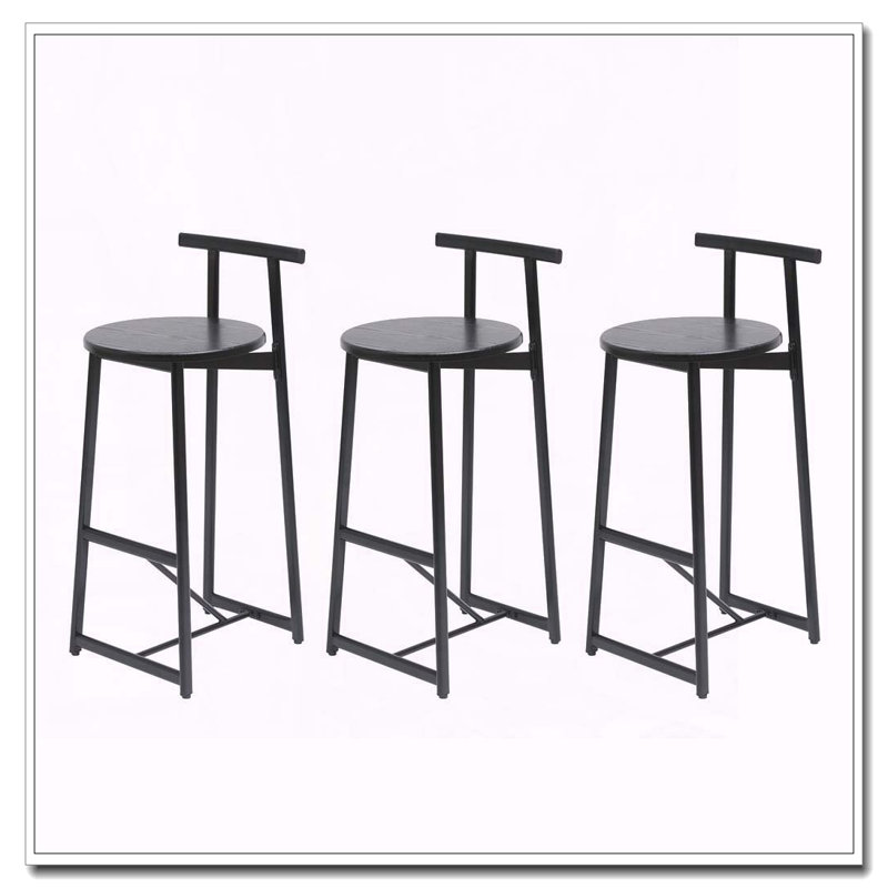 Ensemble de 3 tabourets de bar à hauteur de comptoir avec repose-pieds et siège en MDF, Black