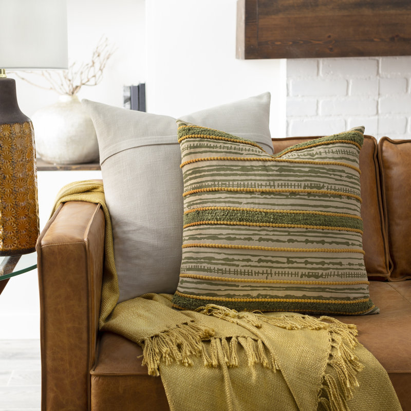 Tanzania 22" Olive Woven Square Pillow
