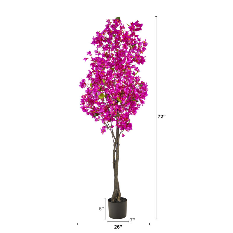 72" Tall Purple Bougainvillea Faux Potted Plant