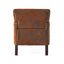 Fauteuil bouton en microfibre brun avec coutures en losange, garniture cloutée et pieds en bois de bouleau