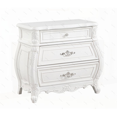 Opulence Modern Style 3-Drawer Night stand Made with Wood in Pearl White