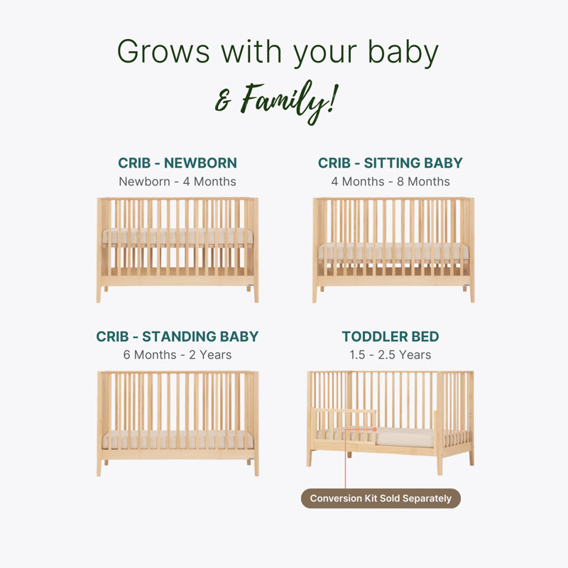 Lala 3 -in-1 Convertible Crib, Natural