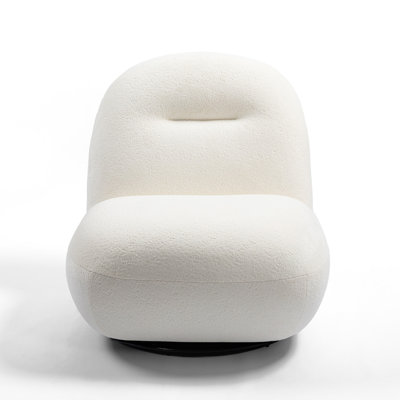 Luxury Modern Swivel Accent Chair, Tight Back Ice Flower Velvet Sofa Chair, Minimalist Style Comfy Single Cloud Chair Armless Cozy Chair For Living Room Apartment Reception Space