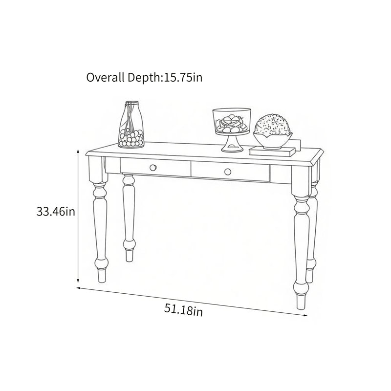 Multi-functional drawer wooden console table