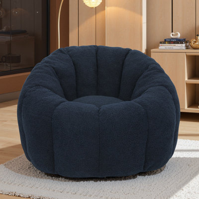 Compression Pumpkin Bean Bag Sofa For Adults, Soft Teddy Fabric Bean Bag Chair