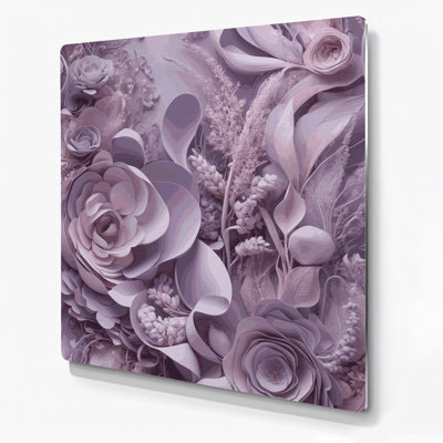Abstrait floral 90, art mural en métal mauve