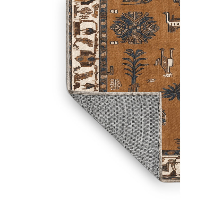 Machine Washable Persian Brown Area Rug, Square 5'