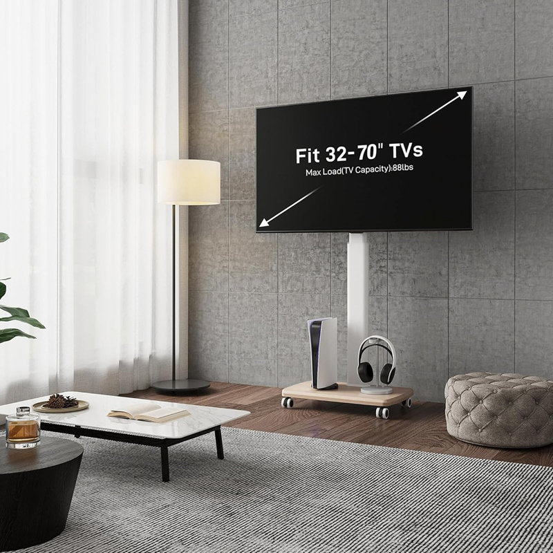Rolling TV Stand For 32 To 65 70 Inch Tvs, Portable Mob...