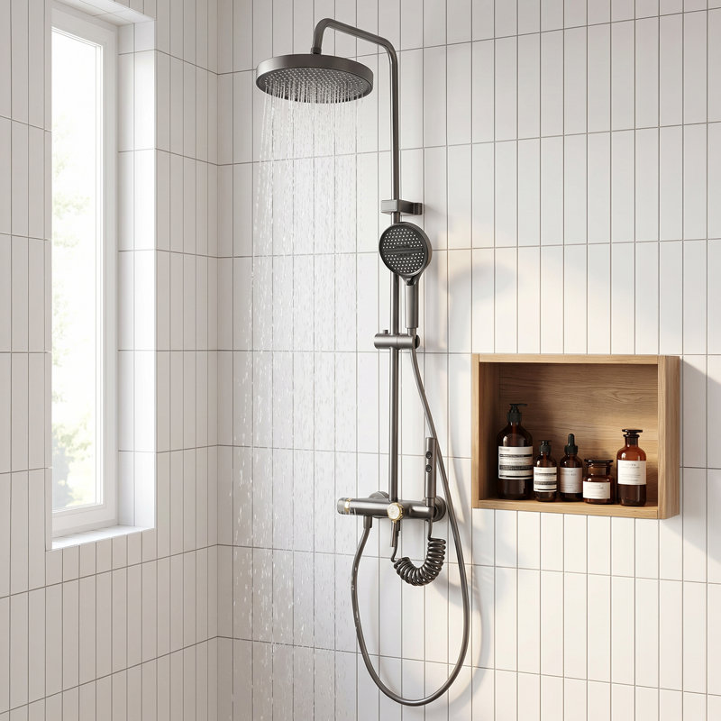 Wall-Mount Bathroom Piano-Key Panel Shower System Set