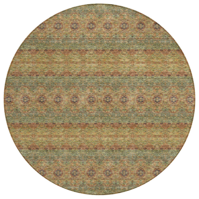 Tapis d'intérieur / extérieur rond à motif floral en artichaut de 8 pi HomeRoots