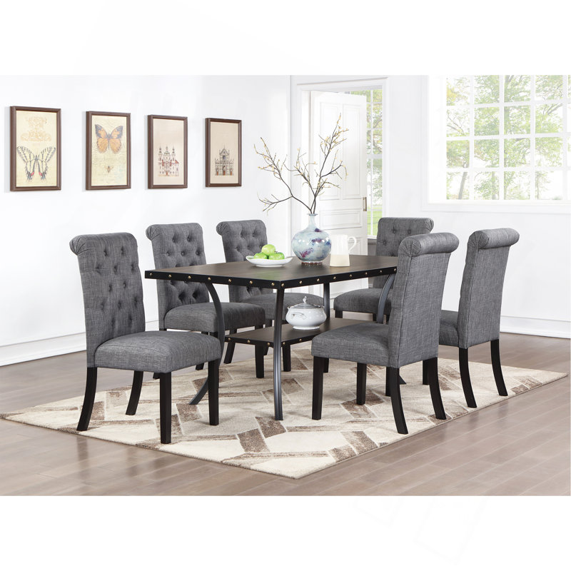 Ensemble de salle à manger classique 6x, Gris anthracite