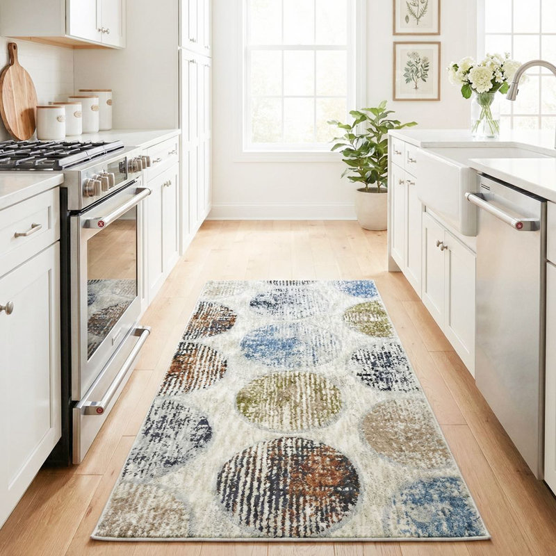 Washable Runner Rug 2x5 - Vale Modern Plush Rug for Hallway & Entryway, Clay Multi, Sculpted Dot Pattern, 2'2" x 5'