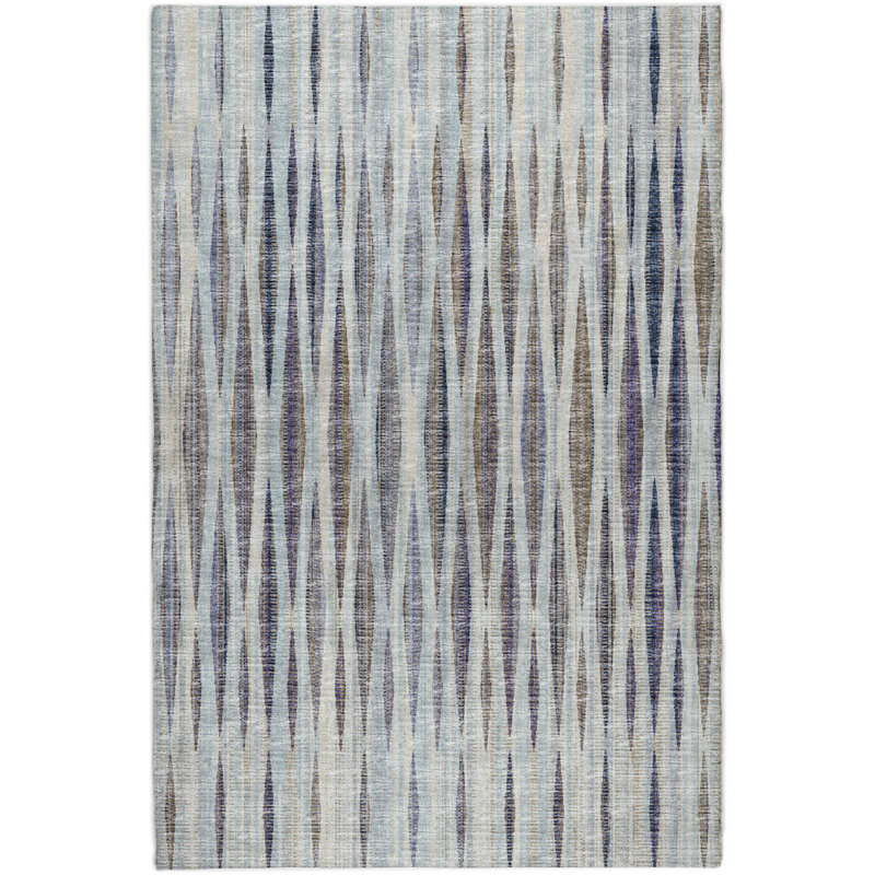Tapis à rayures texturé de qualité supérieure lavable à la machine ADS31, Océan, 8 pi x 10 pi