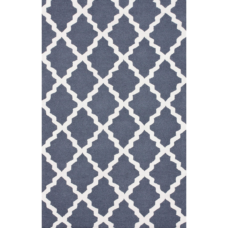Tapis bleu en laine touffeté à la main Thuan, Rectangle 2 pi x 3 pi
