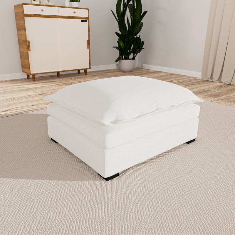 Repose-pieds 34,6 po Chenille, Blanc