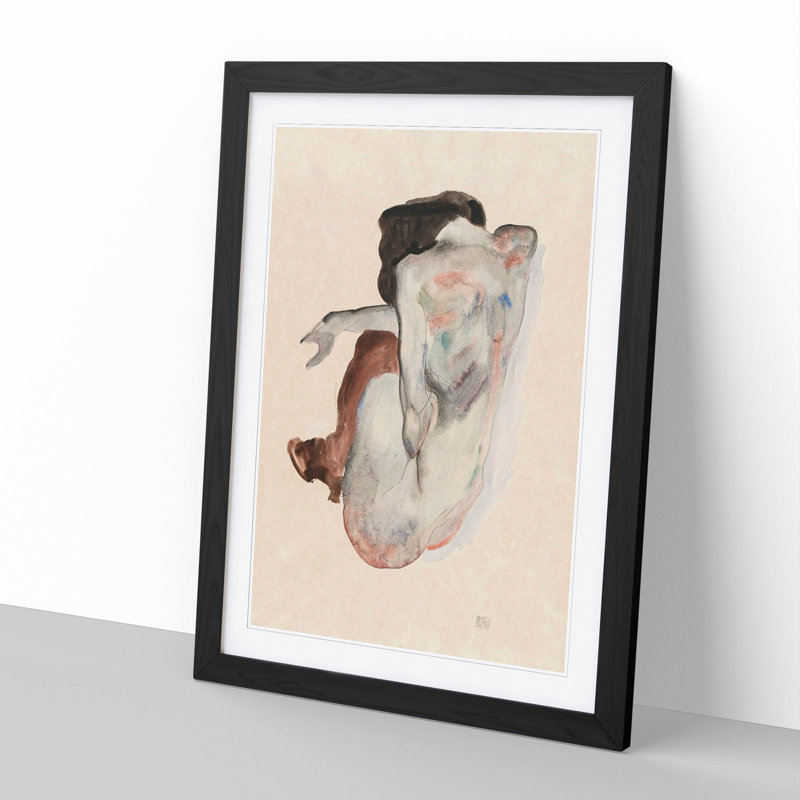 Portrait of a Woman Vol.8 by Egon Schiele - Picture Frame Painting, Black Framed, 48cm H x 36cm W x 2cm D